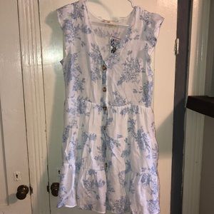 Blue and white dress